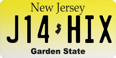 NJ license plate J14HIX