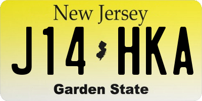 NJ license plate J14HKA