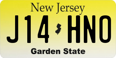 NJ license plate J14HNO