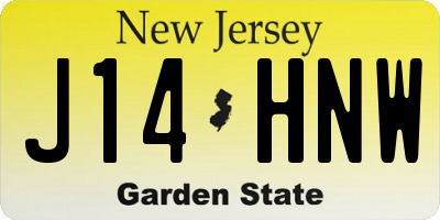 NJ license plate J14HNW