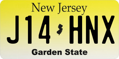 NJ license plate J14HNX