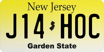 NJ license plate J14HOC