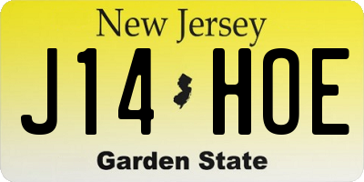 NJ license plate J14HOE