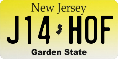 NJ license plate J14HOF