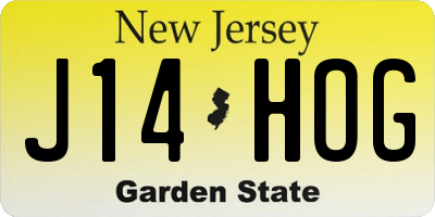 NJ license plate J14HOG