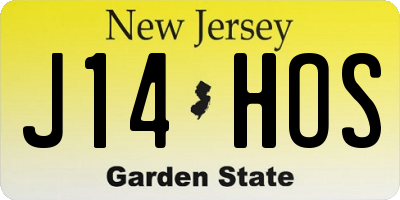 NJ license plate J14HOS