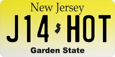 NJ license plate J14HOT