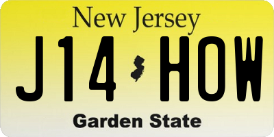 NJ license plate J14HOW