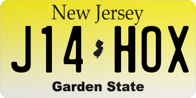 NJ license plate J14HOX