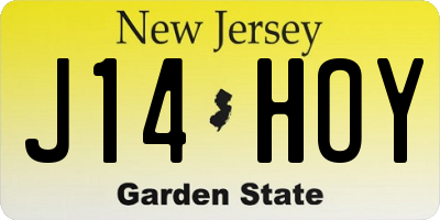 NJ license plate J14HOY
