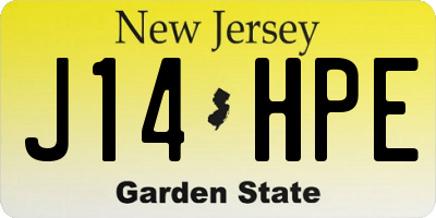 NJ license plate J14HPE