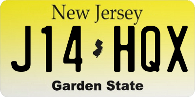 NJ license plate J14HQX
