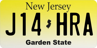 NJ license plate J14HRA