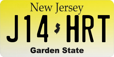 NJ license plate J14HRT