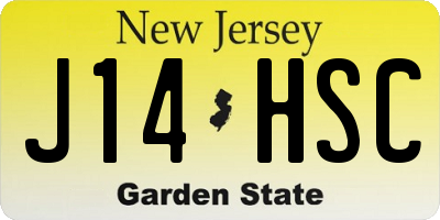 NJ license plate J14HSC