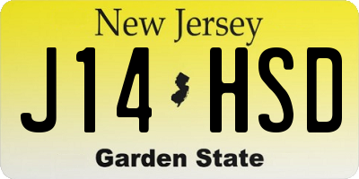 NJ license plate J14HSD