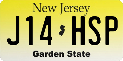NJ license plate J14HSP