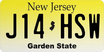 NJ license plate J14HSW