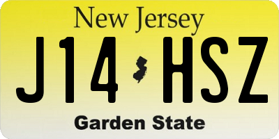 NJ license plate J14HSZ