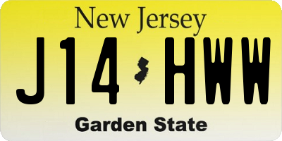 NJ license plate J14HWW