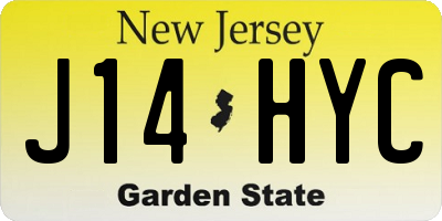 NJ license plate J14HYC