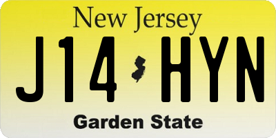 NJ license plate J14HYN