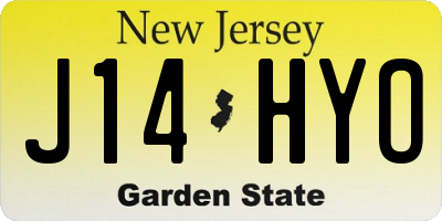 NJ license plate J14HYO