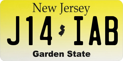 NJ license plate J14IAB