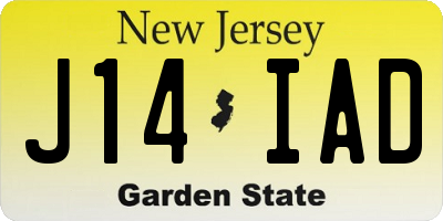 NJ license plate J14IAD