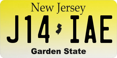 NJ license plate J14IAE