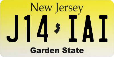 NJ license plate J14IAI