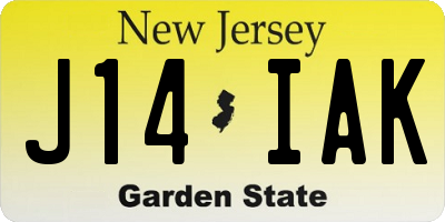 NJ license plate J14IAK