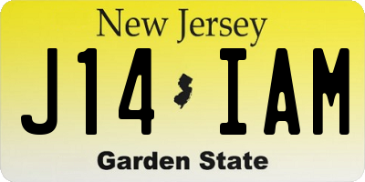 NJ license plate J14IAM