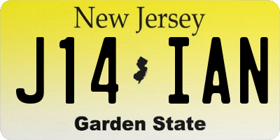 NJ license plate J14IAN