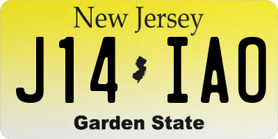 NJ license plate J14IAO