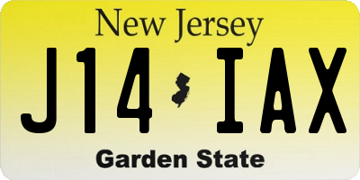 NJ license plate J14IAX