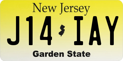 NJ license plate J14IAY