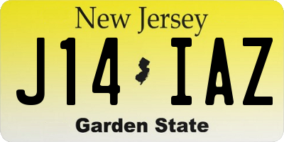 NJ license plate J14IAZ