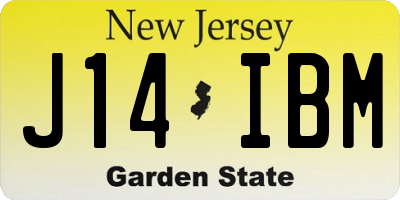 NJ license plate J14IBM