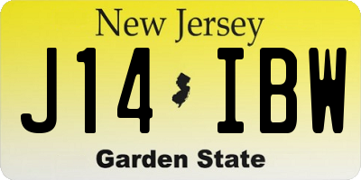 NJ license plate J14IBW