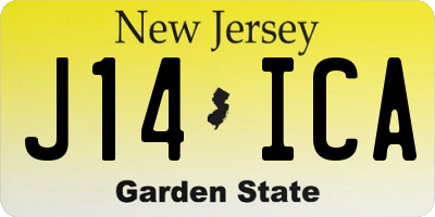 NJ license plate J14ICA