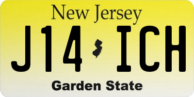 NJ license plate J14ICH