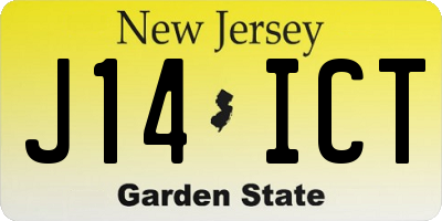 NJ license plate J14ICT