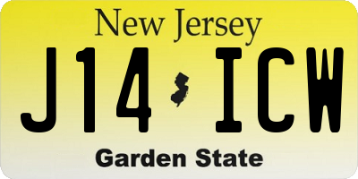 NJ license plate J14ICW