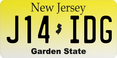 NJ license plate J14IDG