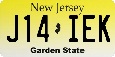 NJ license plate J14IEK