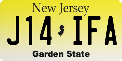 NJ license plate J14IFA