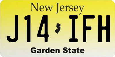 NJ license plate J14IFH