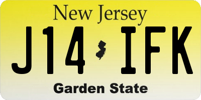NJ license plate J14IFK