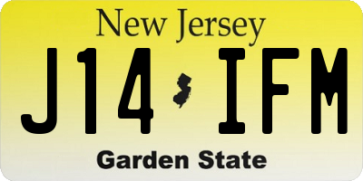 NJ license plate J14IFM